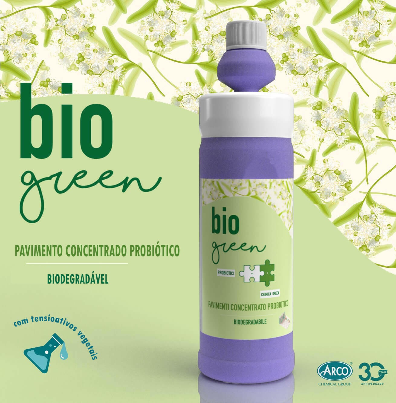 Produto de limpeza detergente Lava Tudo pavimento Concentrado Probiótico Biogreen